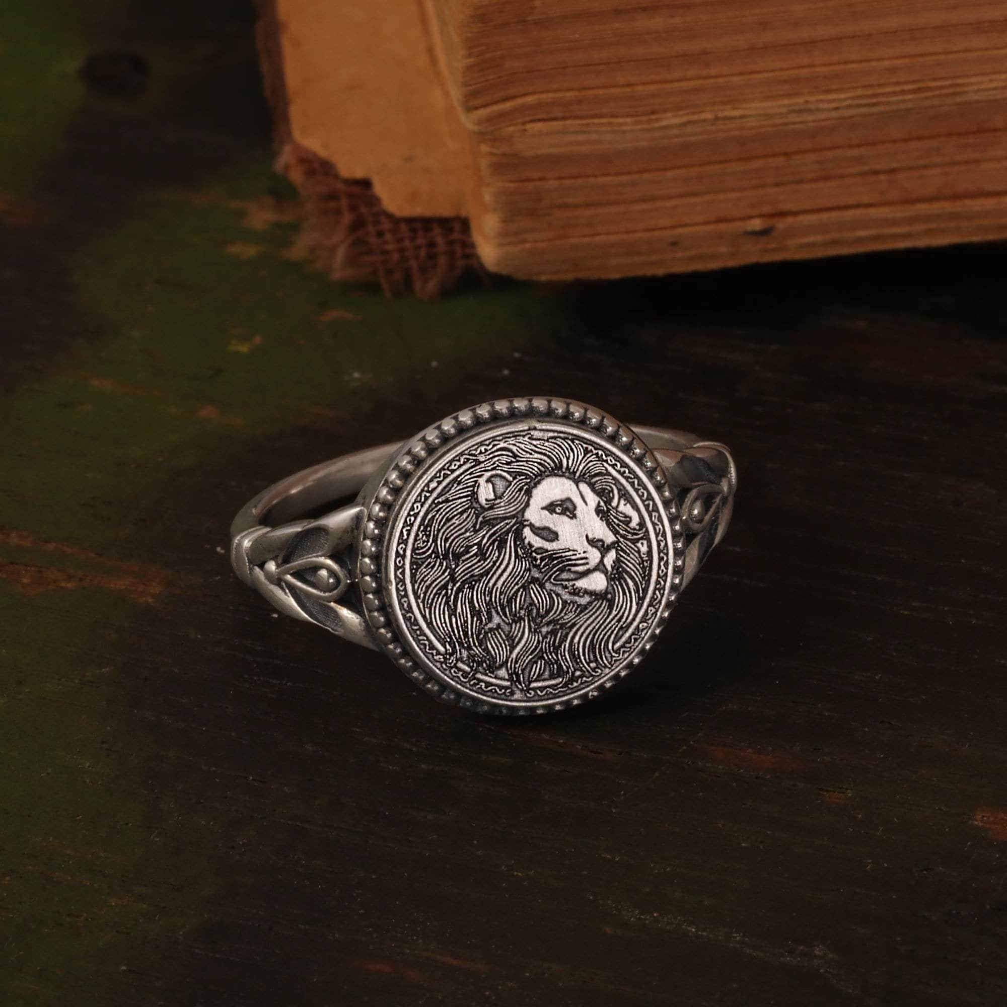 Lion 925 Sterling Silver Ring: Artisan Wildlife Jewelry - Etsy