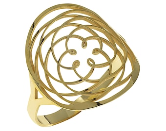 14K 18K massief gouden Venus-ring, echt gouden sieraden heilige geometrie, pentagram van Venus-band, spirituele godin-ring, bloemencadeau