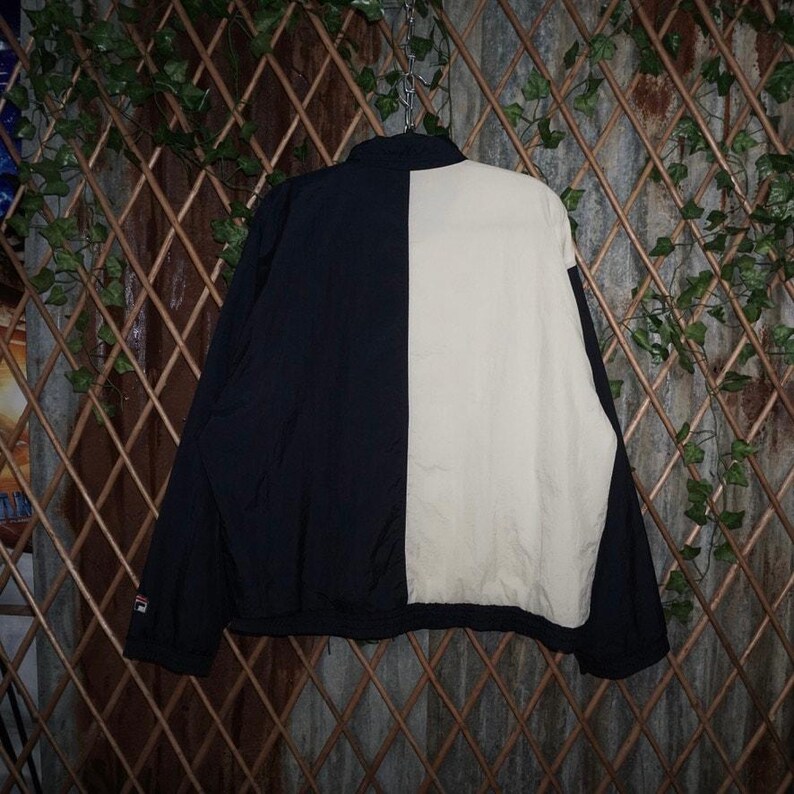 Large - Vintage Y2K Fila embroider 2tone zip up windbreaker image 2