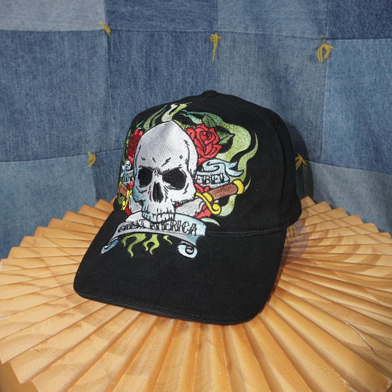 Fitted - Vintage Y2K Grunge Skull Rose Six Flags 2000s Hat - Etsy