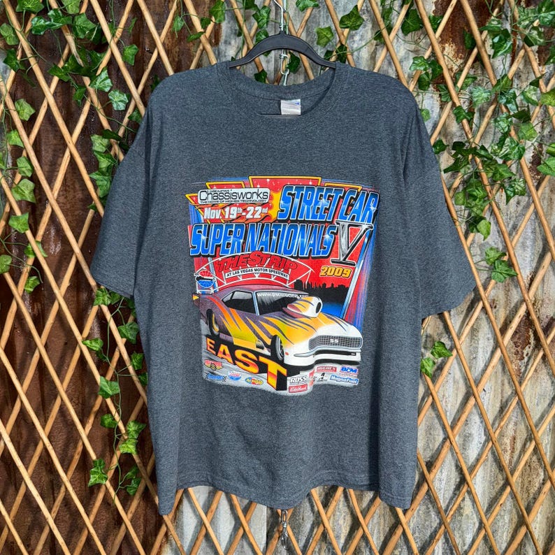 Vintage Y2K NHRA hot rod racing 00s las vegas nascar t-shirt image 1