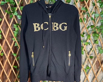 Sudadera con capucha y cremallera estilo grunge femenino preppy de los años 2000 de BCBG, estilo vintage Y2K.