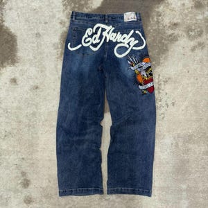 Vintage Y2k Ed Hardy Denim Embroidered & Spellout Jeans - Etsy