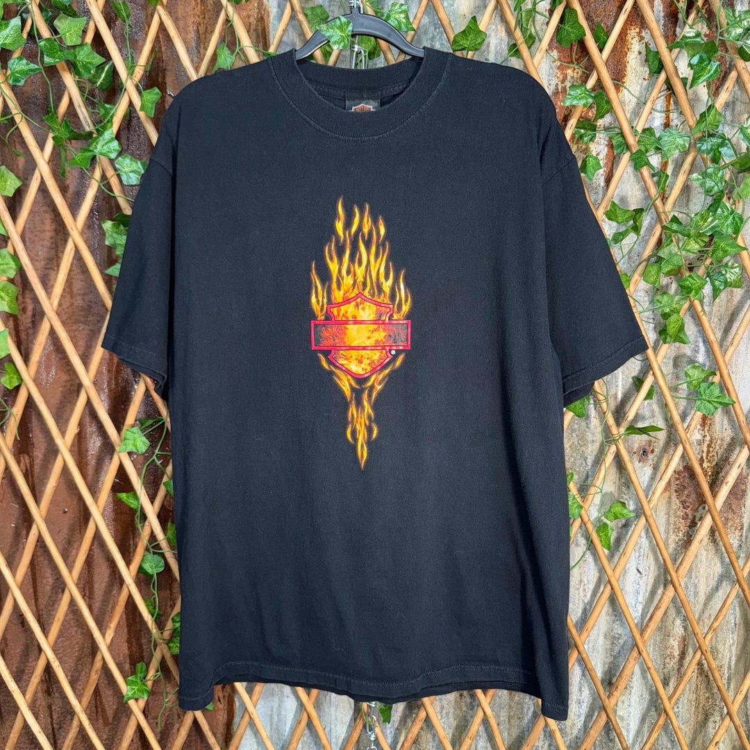 Vintage Y2K Harley Davidson Flame 1990s Motorcycle T-shirt - Etsy