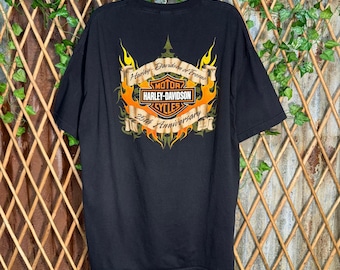 2000s Harley Davidson Y2K Motorcycle Flame Ace Graphic Long Sleeve