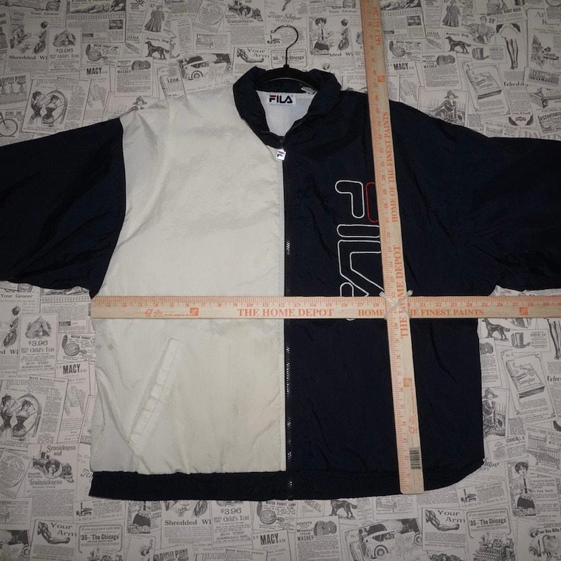 Large - Vintage Y2K Fila embroider 2tone zip up windbreaker image 4