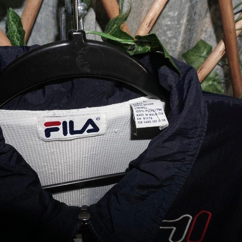 Large - Vintage Y2K Fila embroider 2tone zip up windbreaker image 3