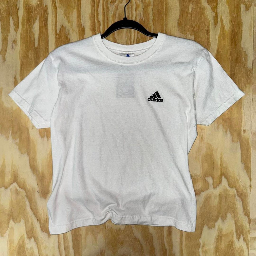 Vintage Y2k Adidas White Baby Tee 2000s Embroidered T-shirt - Etsy