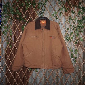 Jaqueta de trabalho Detroit vintage tamanho grande, modelo Y2K com zíper.