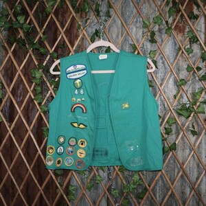 Tamanho Grande - Colete vintage com patch das Girl Scouts dos EUA, década de 1990 (Y2K), para jovens.