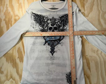 Vintage Y2K No Boundaries Thermal Grunge Skull 00 LS T-shirt - Etsy