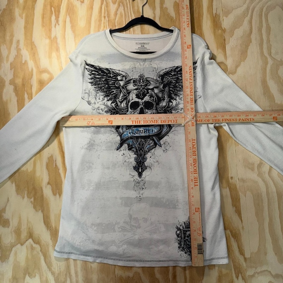 Vintage Y2K No Boundaries Thermal Grunge Skull 00 LS T-shirt