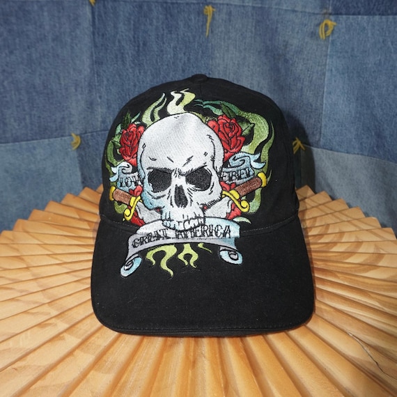 Fitted - Vintage Y2K Grunge Skull Rose Six Flags 2000s Hat - Etsy