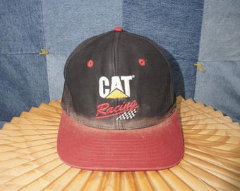 OSFA - ヴィンテージ Y2K 猫レース旗刺繍 NASCAR 90年代帽子