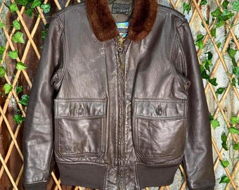Vtg 90s Saddlery Cooper Sportswear USAF Air Force Goatskin