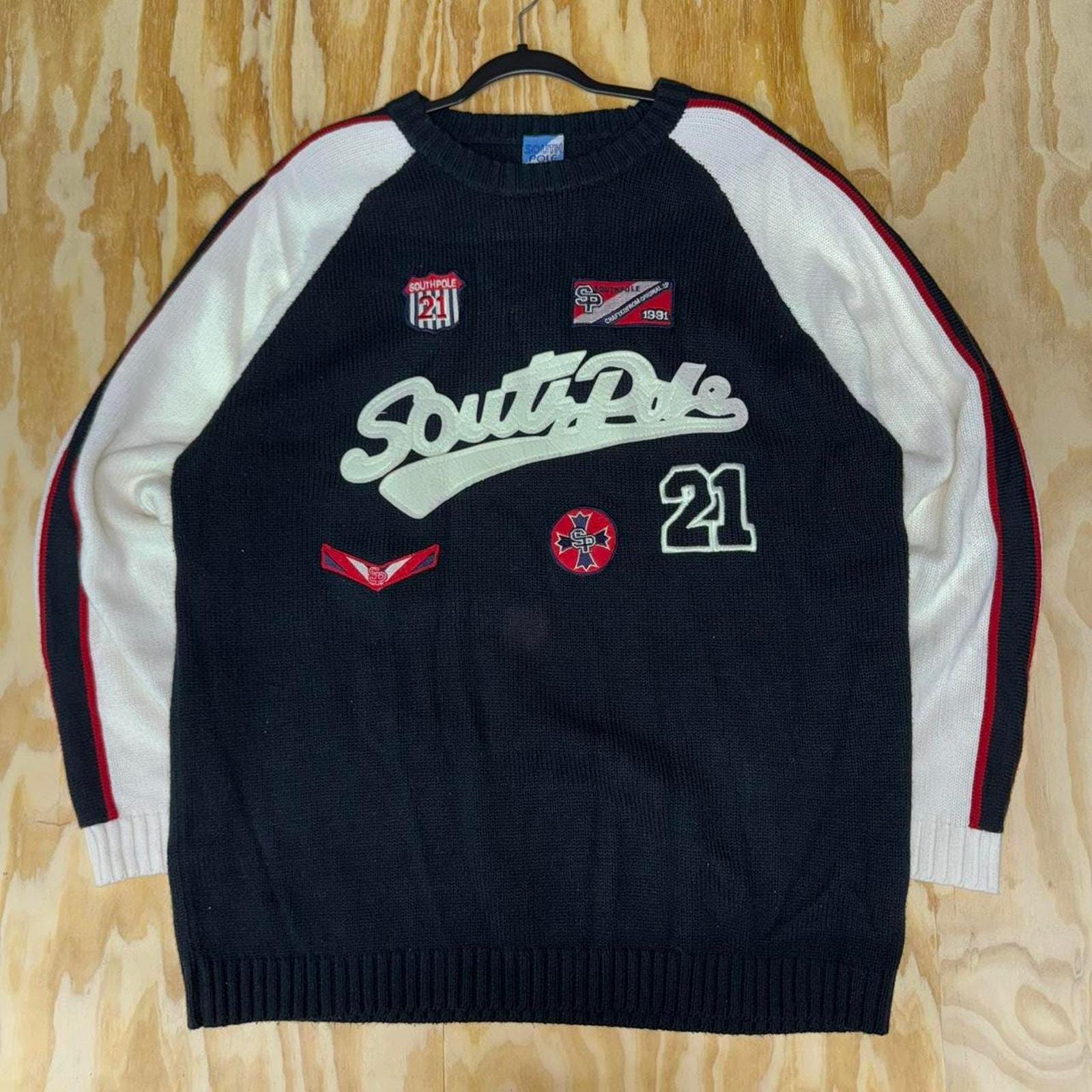 SouthPole ニット SOUTHPOLE Vtg Red Striped 1/4 Zip Rib Knit SWEATER Men's XL