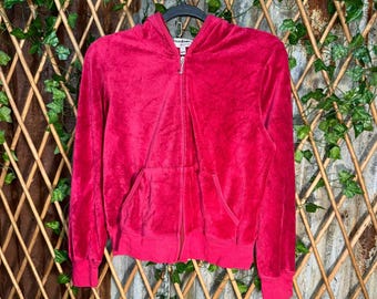 Vintage Y2K sappige couture femme in de VS gemaakte velourshoodie uit de jaren 90