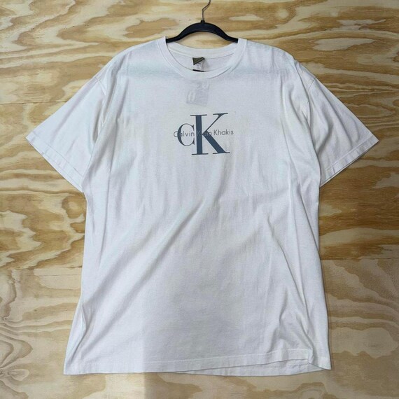 Vintage Y2k Calvin Klein Khakis CK Logo 1990s White T-shirt - Etsy