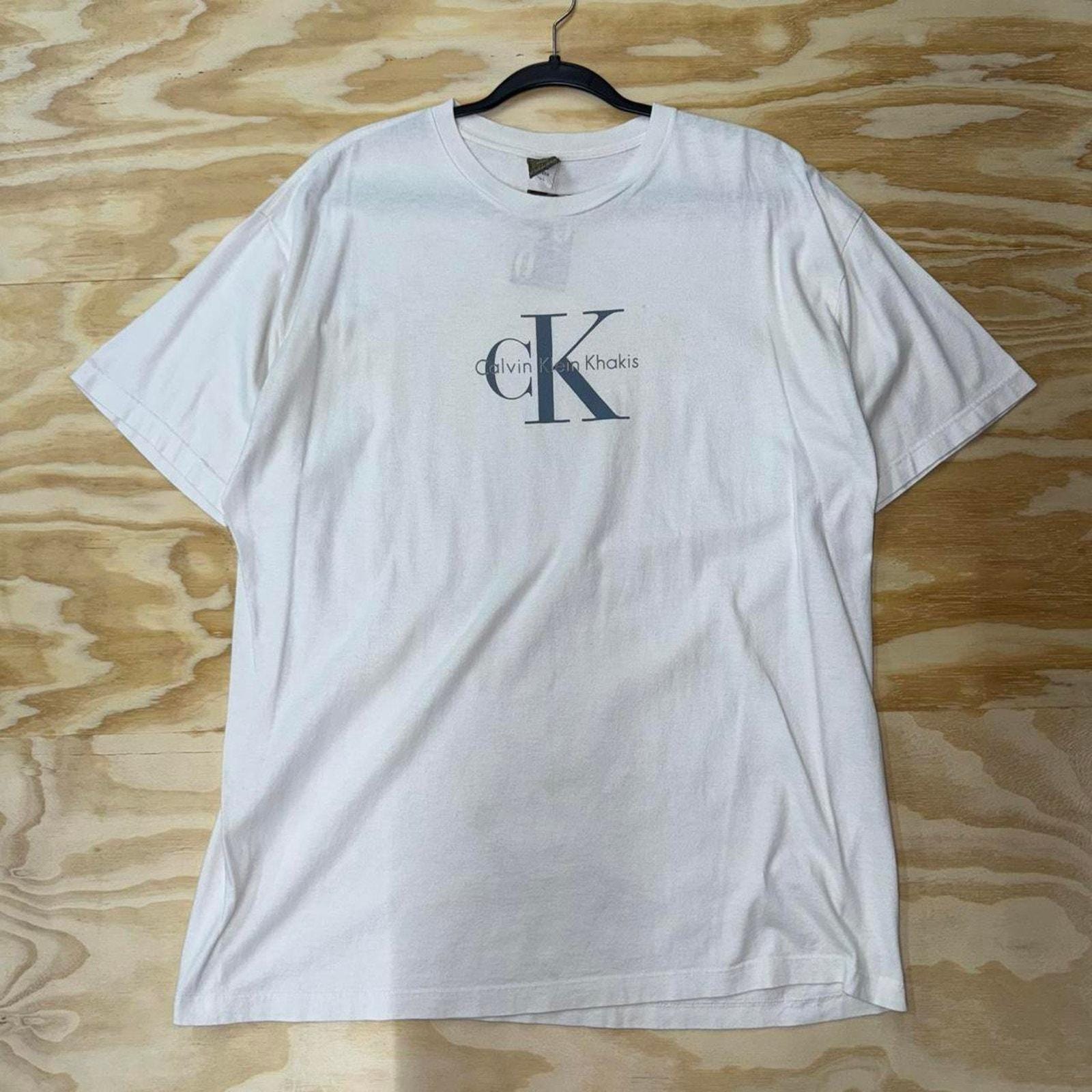 Vintage Y2k Calvin Klein Khakis CK Logo 1990s White T-shirt - Etsy