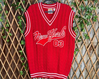 Chaleco de punto vintage Y2K DELF de los 90, estilo hip hop neoyorquino