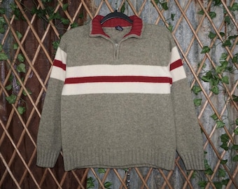 medium - Vintage Y2K Gap horizontal stripe knit quarter zip