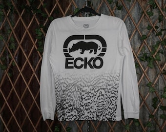 Talla grande - Vintage / Y2K Ecko UNLTD. Camiseta con estampado de cebra y logo de rinoceronte
