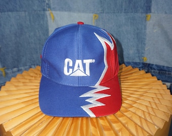 Vintage Y2K CAT caterpillar zig sawtooth embroider 1990s hat