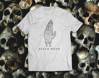 Black Hand Vintage Style Original Artwork Designer White Tee