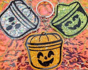 Handmade Halloween Bucket Spooky Boo Keychain Gift
