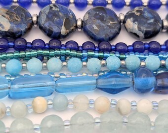 Blue Hues Handmade Gemstone Glass Beaded Bracelets Gift Accessories