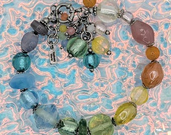 Handmade Beaded Colorful Rainbow Statement Bracelet Gift Large