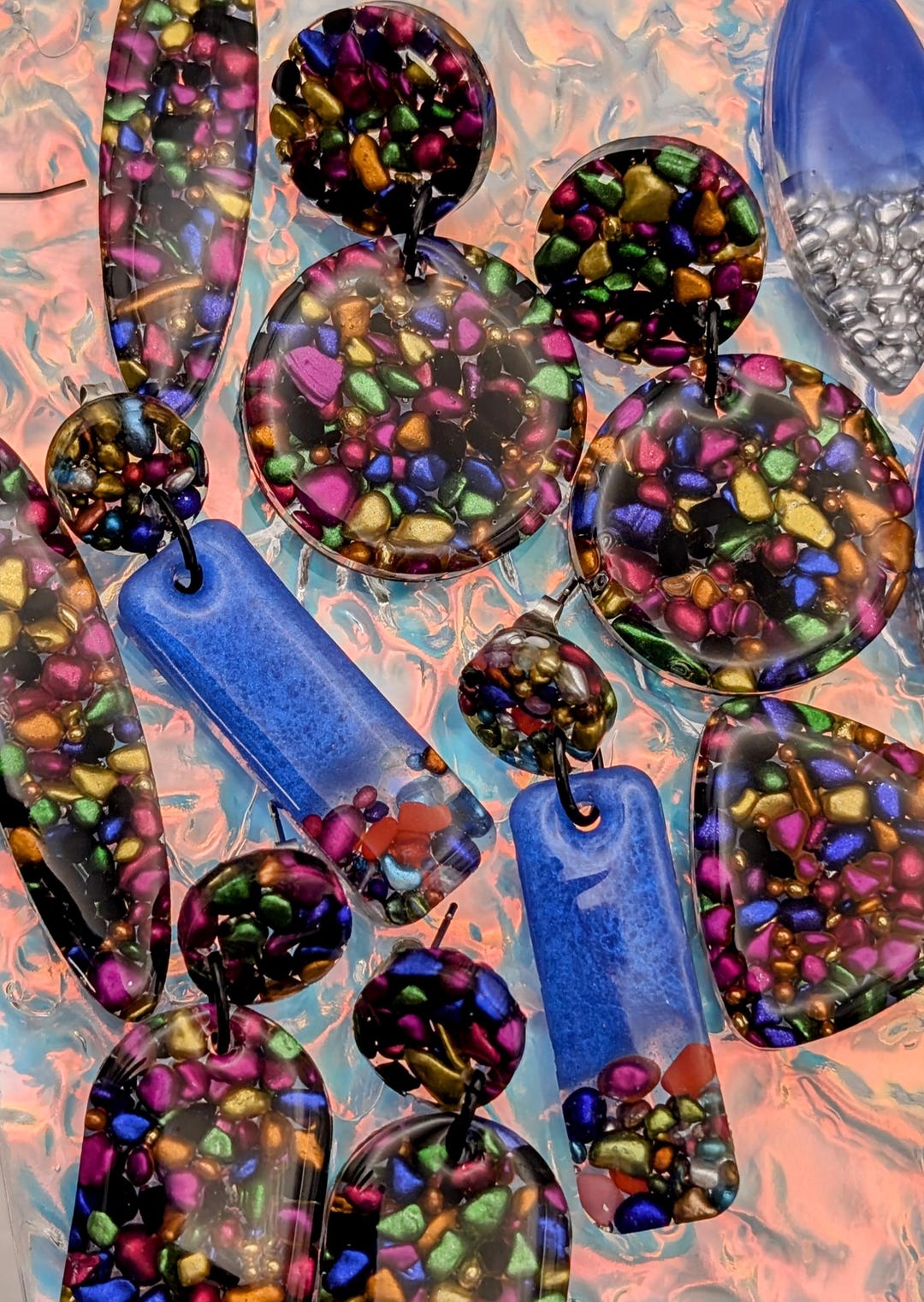 Dangle Art For Rocks Handmade Got Rocks: Multi-colored Pebble Dangle Post Earrings Gift - Etsy
