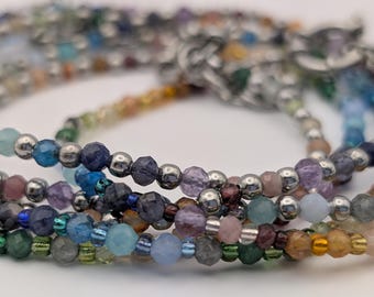 Handmade  Multi-Color Faceted Gemstone Beaded Necklaces Gift