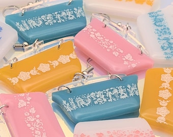 Handmade Vintage Pyrex Or Corningware Inspired Earrings Gift