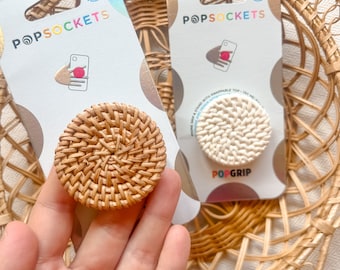 Rattan Phone Grip, Boho Rattan Stand, Rattan Phone Charm, Wicker Phone Grip, Boho Phone Accessories, Trendy Phone Charm, Boho Gift Ideas