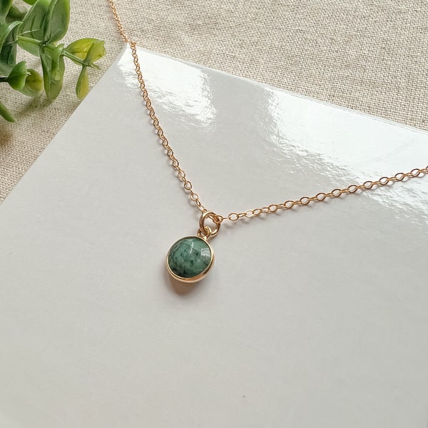 Raw Emerald Necklace, 14K Gold Vermeil Emerald Necklace, Real Emerald Pendant, Dainty Gemstone Necklace, Minimalist Necklace, Gifts for Her