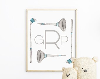 Personalized Modern Monogrammed Golf wall art print, kids golf wall art print, men's golf art, custom monogrammed golf art print, golf gift