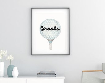 Personalized Big Golf ball wall art print, Custom golf wall art print with name, Golf art, Baby Name Sign, Gift for golfer, printed for you
