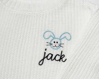 Personalized baby and Toddler Embroidered name Easter Bunny sweater, custom Easter Bunny baby name sweater, Custom Baby Easter Outfit Gift