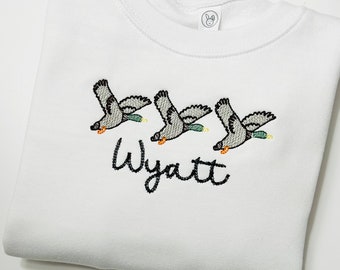 Embroidered Personalized Toddler Duck sweatshirt, Mallard sweatshirt, Custom Toddler Duck Crewneck sweatshirt with name, baby sweatshirt