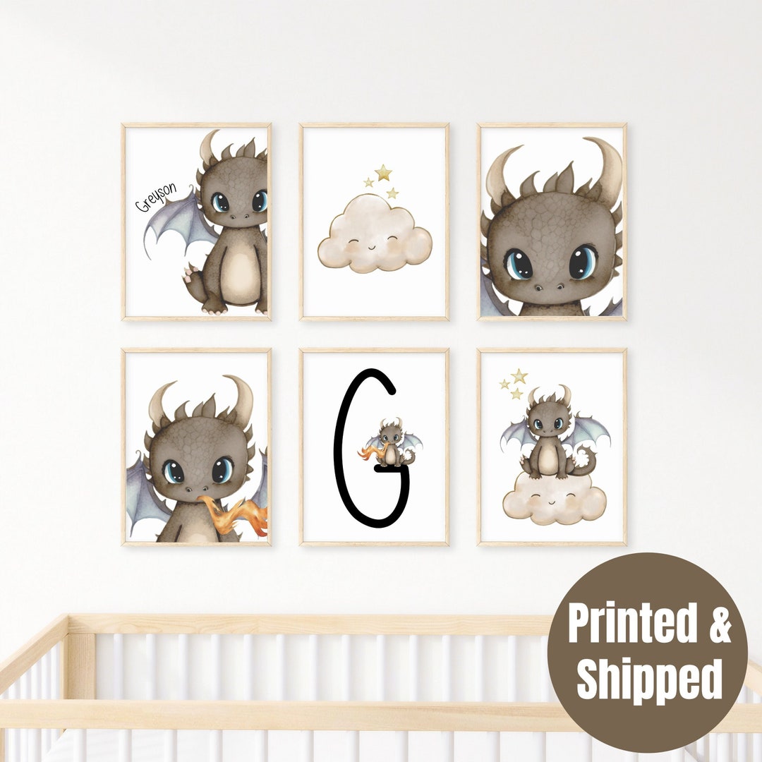 Personalized Dragon Wall Art Set of 6 Prints, Dragon Wall Art Prints ...