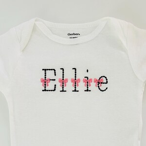 Embroidered Personalized Coquette Bow Font baby bodysuit, Personalized bodysuit with bow font for baby girl, custom baby name bodysuit, gift