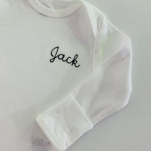 Personalized Embroidered Baby ONESIES® Brand bodysuit, long sleeve, personalized baby bodysuit, Vintage Cursive script, baby name bodysuit
