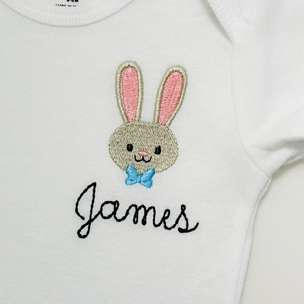 Personalized Embroidered Easter Bunny ONESIES® Brand baby bodysuit for baby boy or girl Easter bodysuit, Easter baby gift, baby shower gift