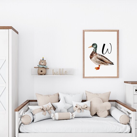 Personalized Duck Wall Art Set of 2 Prints, Personalized Mallard