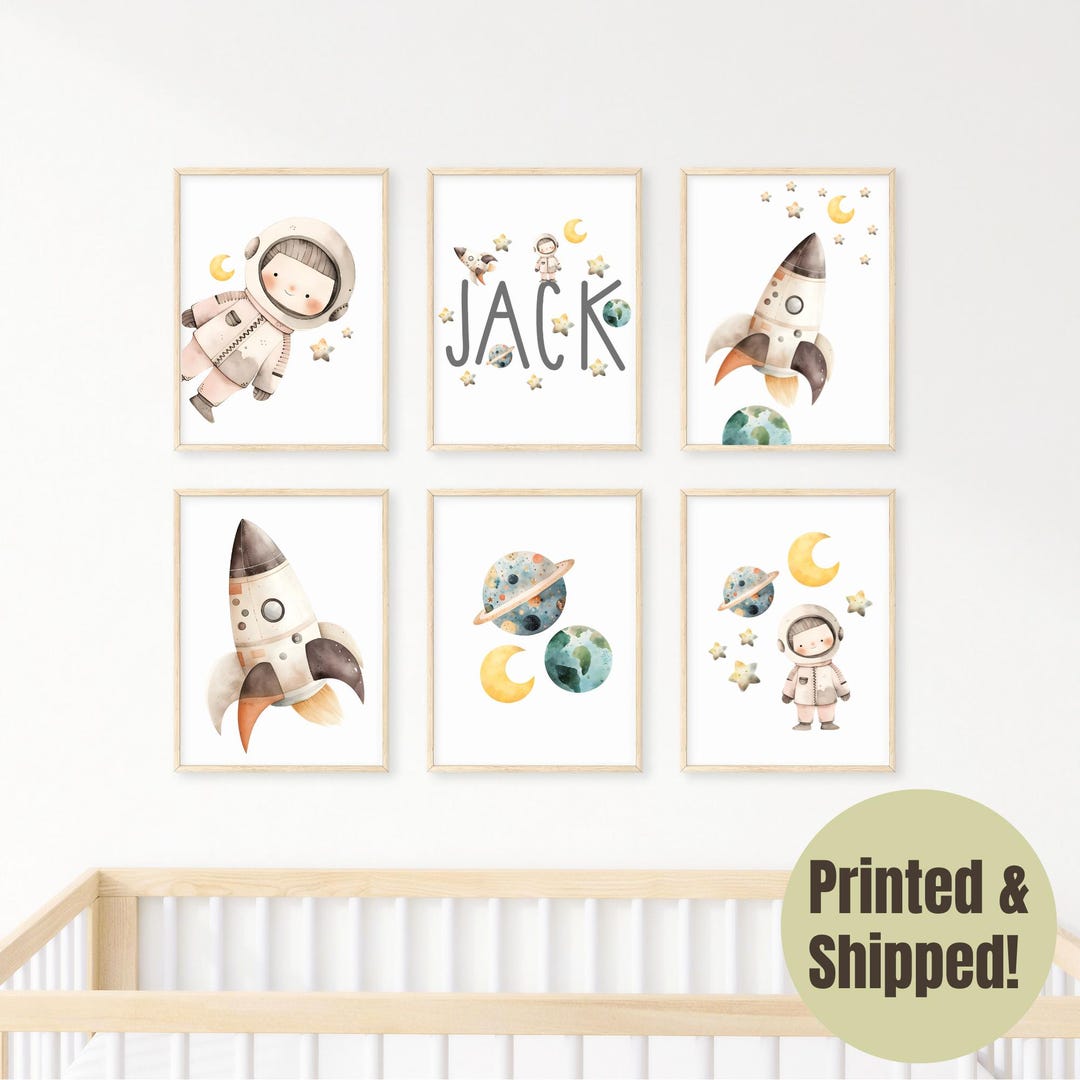 Personalized Little Astronaut Wall Art Set for Baby Nursery or Kids ...