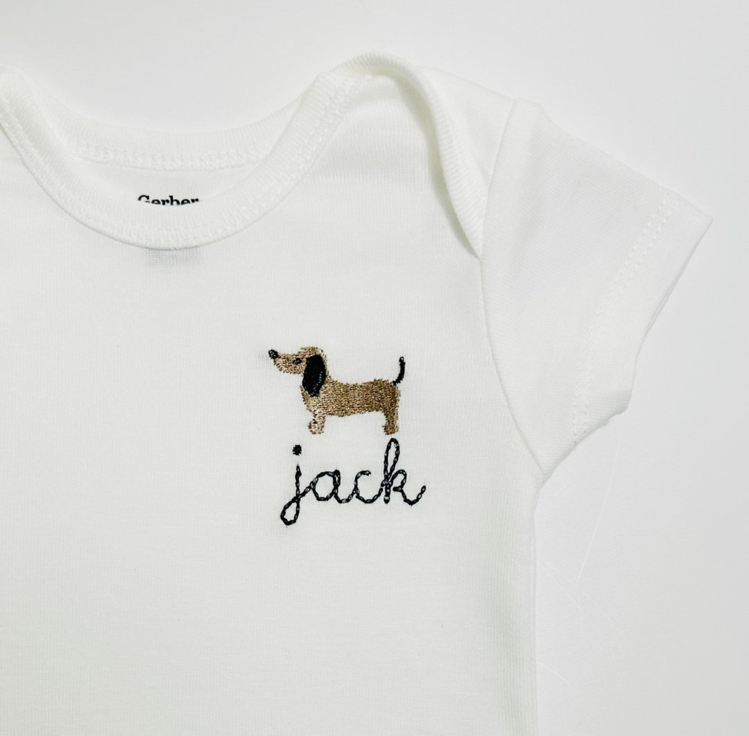 Personalized Embroidered Dachshund Puppy Dog Baby ONESIES® Brand Baby
