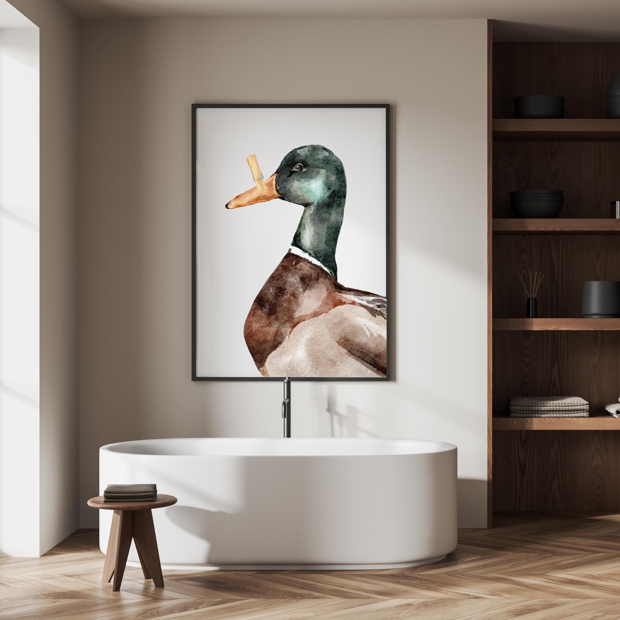 Funny Bathroom Duck Wall Art Print, Funny Bathroom Art Print, Duck ...