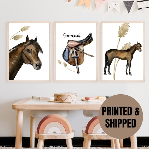 Personalized Equestrian Wall Art Set of 3 Prints Horse Wall 