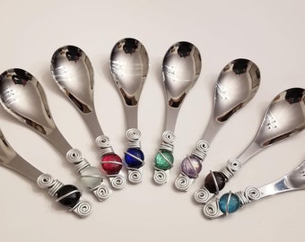 Wire wrapped dip spoon, Wire & Beaded Dip Spoon, Hostess Gift